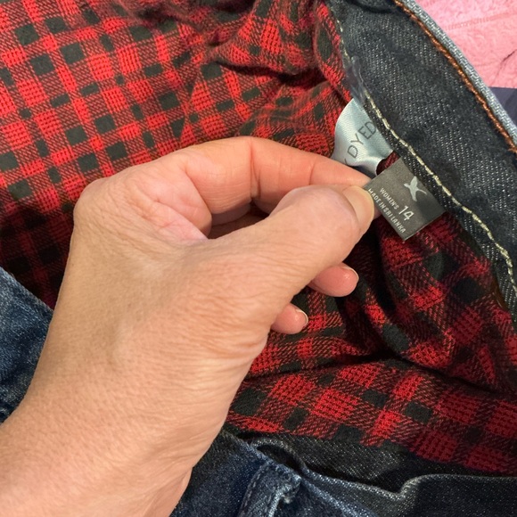 🌹 Eddie Bauer Flannel Lined Blue Denim Jeans - Size 14 - Picture 5 of 6